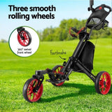 Everfit Golf Buggy Foldable Trolley Golf Cart Swivel Wheel Umbrella Bottle Stand GOLF-A-BUGGY-3-SW-RD