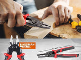 Black and Red 5 in 1 Interchangeable Plier Tool Set - High Carbon Steel - Wire Stripper, Crimper, V888-ELOSUNG50971