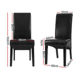 Artiss Dining Chairs Set of 2 Leather Parsons Chair Black UPHO-C-DIN-1016-BKX4