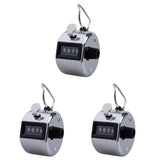3pcs Heavy Duty Metallic 4- Number Clicker Hand Held Tally Counter Counting Recorder V1369-AZ3-W-20159