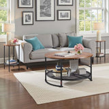 3 Pieces Round Coffee Table Set 80 cm with 2 End Tables for Living Room V952-KTZZTZTMYZWPM7ELZ001V0