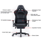 7 RGB Lights Bluetooth Speaker Gaming Chair Ergonomic Racing chair 165&deg; Reclining Gaming Seat 4D V255-GCHAIR-34-PWHITE