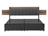 Artiss Metal Bed Frame Queen Size with 2-Tier Hidden Storage with Charging Station MBED-C-SOT-Q-GY-ABC
