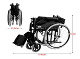 Orthonica 24in Self Propelled Foldable Steel Wheelchair - Black WCR-MAS-003-BK