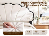 Artiss Double Bed Frame with Adjustable Shell Headboard and PVC Upholstery BFRAME-G-COCO-D-BW-AB