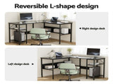 Artiss Computer Desk L shape Home Office Study Table Desks Open Shelf Black FUR-U-CD-MET130-BK