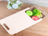 Cutting Board with Storage Basket & Drain Feature Kitchen Chopping Block for Vegetables & Meat, V1192-AZ-W-26236