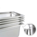 SOGA 4X Gastronorm GN Pan Full Size 1/2 GN Pan 10cm Deep Stainless Steel Tray With Lid GP5410WLIDX4