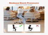Saddle Rolling Stool, PU Leather Rolling Stool with Wheels, 360&deg Swivel Drafting Stool with V952-MADHSJSMADWK1IEB9V0