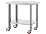 24x18x34 Inch Stainless Steel Work Table 3-Stage Adjustable Shelf with 4 Wheels Heavy Duty V952-CFGZT24X18X34YC01V0