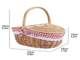 Wicker Picnic Basket with Liner Wooden Split Lid Picnic Basket Vintage Style Picnic Hamper with V1192-AZ-W-34283