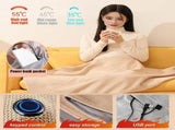 USB Power Supply Electric Heated Blanket Shawl Portable Wearable Heated Throw 3 Heat Levels Machine V1197-JD-042402