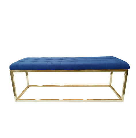 Holly Ottoman Gold Base - Blue Seat V292-OTT-HOLLY-GOLDBASE-NAVYBLUESEAT