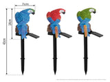 Three Color Solar Powered Parrot Garden Stake Lights - Hand-Painted Waterproof Resin LED Landscape V888-ELOSUNG46185