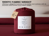 4pc 1000 Thread Count Cotton Rich King Bed Sheet Gift Pack CVC Microfibre Blend in Burgundy CVC-10KS-BGY