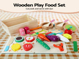 Keezi Kids Wooden Kitchen Playset 29pc Food Set Black White PLAY-WOOD-TAP-3IN1