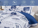 Navy Blue Coastal Aura Bedspread Coverlet 3 Piece Set V745-AC081124Q13U