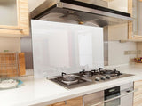 Toughened 90cm x 75cm White Glass Kitchen Splashback V63-828811
