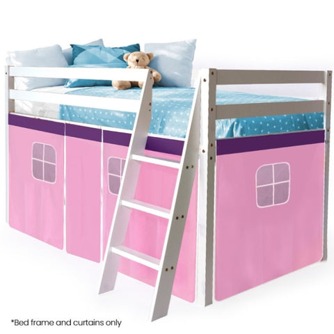 Kingston Slumber Wooden Kids Single Loft Bed Frame - Hiding Space Underneath with Interchangeable V219-BEDSBBKSL1WA