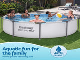 Bestway 305CM Swimming Pools Steel Above Ground Round Backyard Pool Set White BW-POOL-R-305-56407