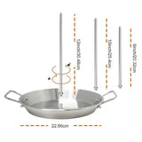 Vertical Stainless Steel Shawarma Skewer Rack with 3 Removable Spikes and Drip Pan for BBQ Roasting, V1189-LC-HW-00694