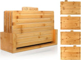 CARLA HOME Bamboo Cutting Board Set with Stand, 4 Pieces for Kitchen V178-36480
