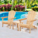 Gardeon 3PC Adirondack Outdoor Table and Chairs Wooden Foldable Beach Chair Natural FF-BEACH-SET-3NTL