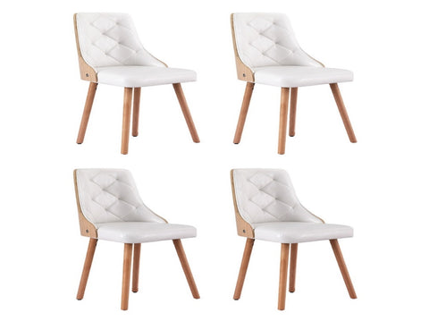 1 Set of 4 Artiss Dining Chairs White PU DINC-TW-2004-PU-WHX4