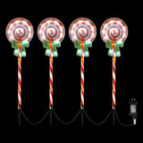 4 PCS Christmas Lights Path Ground Light Garden Decorations 68 LED Jingle Jollys XMAS-PATH-LOLLIPOP-RD-74CM-6PC