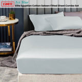 Ramesses 1500TC Elite Egyptian Cotton Sateen Fitted Sheet Combo Set Ice Blue Single V442-KIT-FITTEDSS-1500TCEGYPTIANC-ICEBLUE-SB