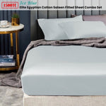 Ramesses 1500TC Elite Egyptian Cotton Sateen Fitted Sheet Combo Set Ice Blue Mega King V442-KIT-FITTEDSS-1500TCEGYPTIANC-ICEBLUE-MK