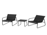 Gardeon Outdoor Bistro Set 3 Piece Patio Furniture Textilene Chairs Glass Table ODF-BISTRO-TEX-BK