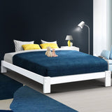 Artiss Bed Frame Queen Size Wooden White JADE WBED-C-040Q-N-153-AB