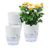3 Pack White Indoor Self Watering Planter Pot - 6 Inch Double Layer Rempvable Plastic Flower Pot V888-ELOSUNG55169-1