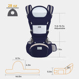 6-in-1 Adjustable Baby Carrier with Hip Seat 11.815.7in Adjustable Height, Breathable Mesh & V1107-CS-YEBDYDL