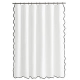 Waterproof Shower Curtain Thick Boho Wavy Edge With Rustproof Hooks - White V1263-JX-8071-1