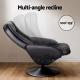 Artiss 2X Recliner Chair Ottoman Heated Massage Black RECLINER-A14-PU-BKX2