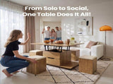 Fittro 3-in-1 Lift Top Coffee Table with 4 Chairs, Dining Table Work Desk Built-in Storage, MF-CT-W4C-NAT-AB