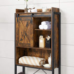 Bathroom Organiser Rack with Small Cabinet Steel Frame 64 x 24 x 171 cm Rustic Brown and Black V178-11567