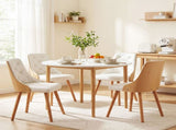 Artiss Dining Table and Chairs Set 5PCS Round 4 PU Leather Seater Dining Set White DSET-TAB01-2004PU-WHX4