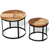 Coffee Table Set 2 Pieces Solid Reclaimed Wood Round 40/50cm 43_244007