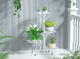 White Practical Plant Stand Wrought Iron Flower Pot Holder Corner Plant Shelf Organize V767-XJJ467-WT-G2