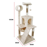 Furtastic 135cm Cat Tree Scratching Post - Beige CAT-EJT-363-BGE