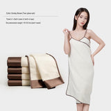 Smoky Brown Wearable Waffle Bath Towel Set with Adjustable Straps - 70x150cm Quick Dry Wrap Dress V888-ELOSUNG56313-2
