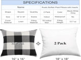 Rustic Buffalo Plaid Pillows with Inserts Set of 2, Retro Cotton Linen Decorative Throw Pillows for V1258-DP02-C-3197