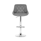 Artiss 2x Bar Stools Leather Padded Gas Lift Grey BA-K-704-GYX2