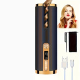 Black - gold color Black Automatic Hair Curler LED Temperature Display USB Rechargeable Curler Salon V1102-108-BLA-57936
