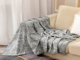 Grey Luxurious Paisley Jacquard Throw Blanket - Soft Wool Blend with Tassels, 120x150cm, Lightweight V888-ELOSUNG27668