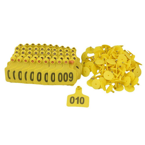 1-100 Cattle Number Ear Tag 6x7cm Set -Medium Yellow Cow Sheep Livestock Label V238-SUPDZ-28747377672272