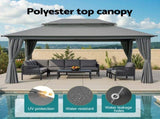 Instahut Gazebo 3x4m Canopy Outdoor Steel Frame Patio Tent Curtains Marquee Grey GAZEBO-IR-MC-3X4-GY